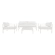 Pemberly Row 4 Piece Aluminum Outdoor Sofa Set with Fabric Cushions in White