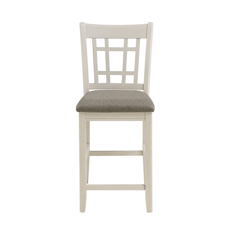 Pemberly Row 2Pc Counter Height Chairs with Saddle Back in Antique White & Brown