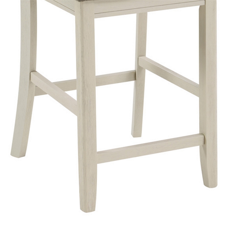 Pemberly Row 2Pc Counter Height Chairs with Saddle Back in Antique White & Brown