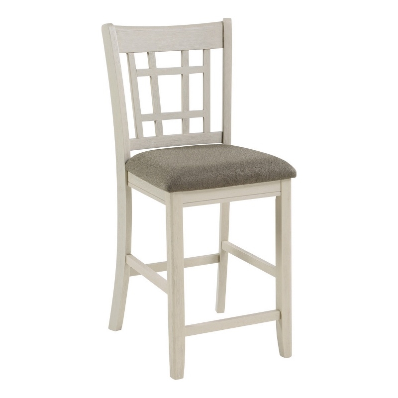 Pemberly Row 2Pc Counter Height Chairs with Saddle Back in Antique White & Brown