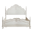 Pemberly Row Full Bed with Floral Motif Carvings & Turned Legs in Antique White