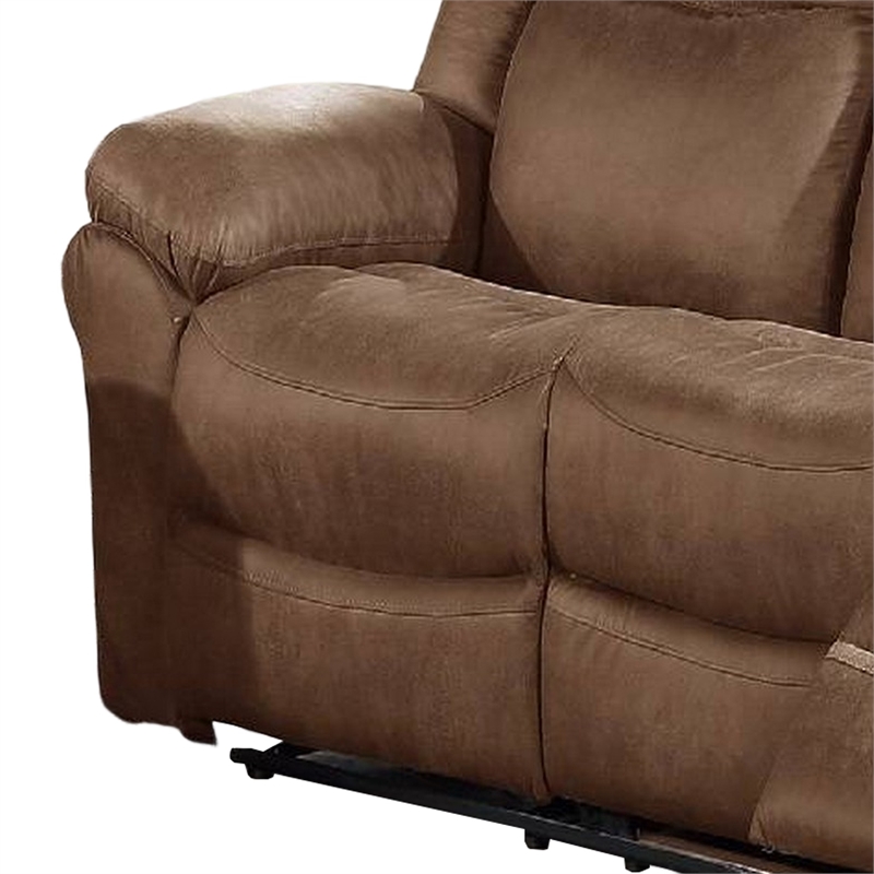 Pemberly Row 86 Inch Power Reclining Sofa with Pull Tab in Brown Leather