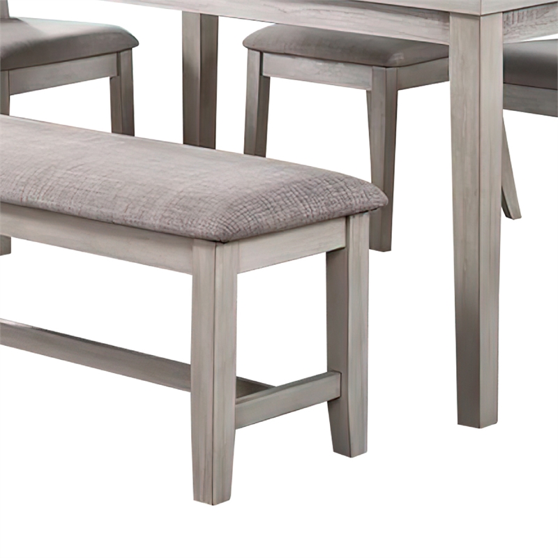 Pemberly Row 6 Piece Dining Set with Table 4 Chairs and Bench in Warm Gray