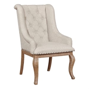 Pemberly Row Set of 2 Wingback Armchairs with Button Tufting in Cream