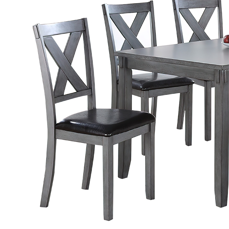 Pemberly Row 6 Piece Dining Set with Table 4 Chairs and Bench in Gray
