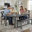 Pemberly Row 6 Piece Dining Set with Table 4 Chairs and Bench in Gray