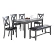 Pemberly Row 6 Piece Dining Set with Table 4 Chairs and Bench in Gray