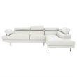 Pemberly Row 2 Pc Sectional Sofa with Chaise and Adjustable Headrests in White