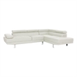 Pemberly Row 2 Pc Sectional Sofa with Chaise and Adjustable Headrests in White