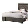 Pemberly Row Queen Bed with Carved Headboard and Block Legs in Taupe Brown