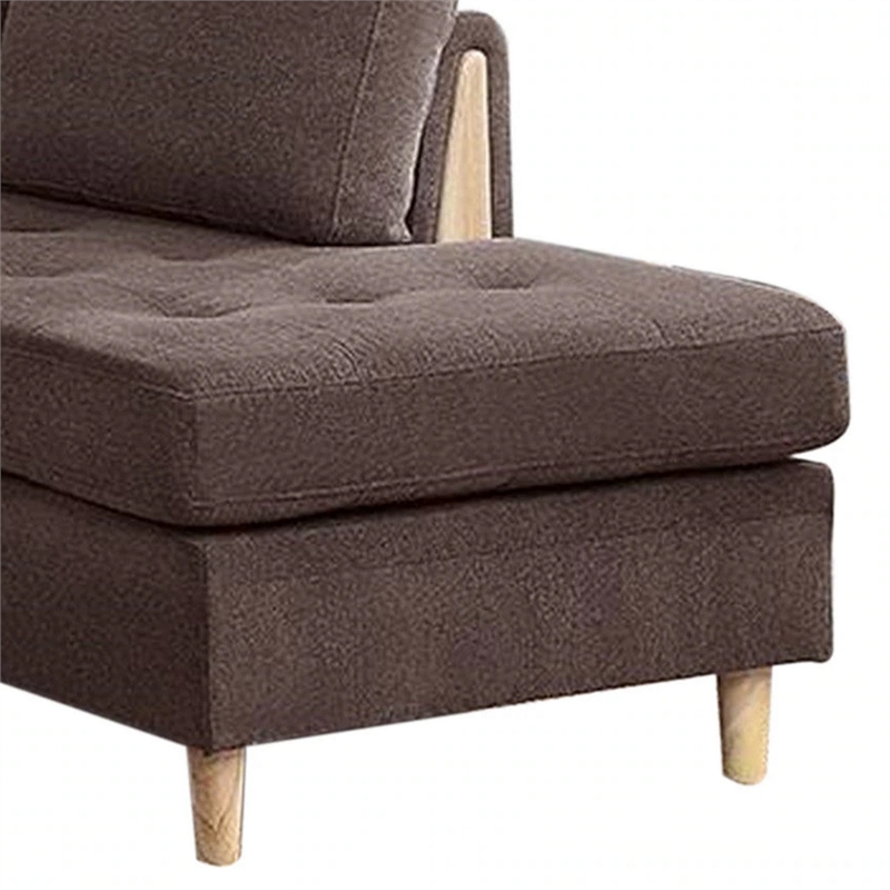 Pemberly Row 3 Piece L Shape Sectional Sofa with Ottoman and Storage in Brown