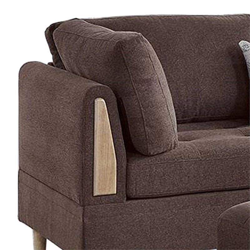 Pemberly Row 3 Piece L Shape Sectional Sofa with Ottoman and Storage in Brown