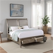 Pemberly Row Queen Storage Bed w/ Sleigh Headboard & 2 Drawers in Champagne Gold