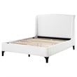 Pemberly Row King Bed with Curved Wingback Headboard in White Boucle Fabric