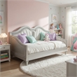 Pemberly Row Twin Daybed with Channel Tufted Back and Faux Diamond Trim in Ivory
