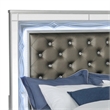 Pemberly Row Queen Panel Bed with LED Headboard & Faux Leather Tufting in Silver