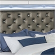 Pemberly Row Queen Panel Bed with LED Headboard & Faux Leather Tufting in Silver