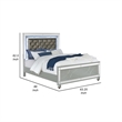 Pemberly Row Queen Panel Bed with LED Headboard & Faux Leather Tufting in Silver