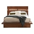 Pemberly Row Queen Platform Bed w/ Live Edge Headboard & Bowtie Inlay in Walnut