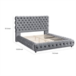 Pemberly Row Queen Platform Bed with Button Tufted Headboard in Gray Velvet