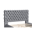 Pemberly Row Queen Platform Bed with Button Tufted Headboard in Gray Velvet