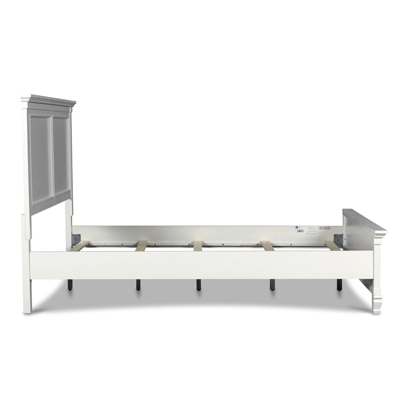 Pemberly Row Queen Size Bed with Classic Panel Design & Molded Details in White