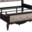 Pemberly Row King Bed with Tufted Headboard and Cabriole Legs in Beige and Black
