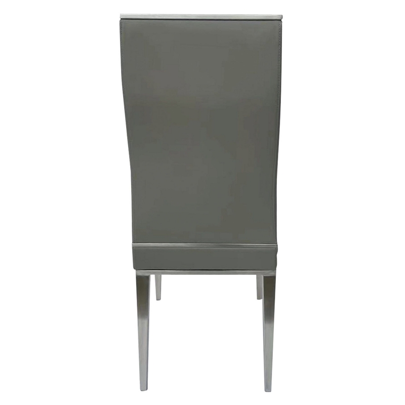 Pemberly Row 4Pc Faux Leather Dining Chairs with Stainless Steel Legs in Black