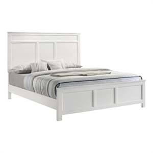 Pemberly Row Full Bed with Carved Panel Design in Pristine White Rubberwood
