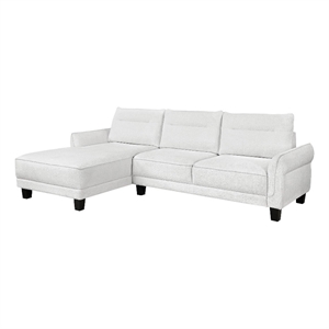 Pemberly Row 110 Inch 2 Piece Sectional Sofa with Chaise and Welt Trim in White