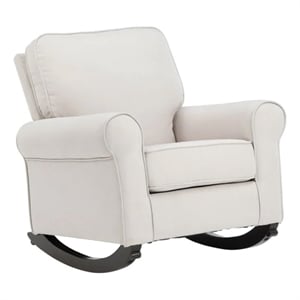 Pemberly Row Rocking Chair with Pocket Coil Seat and Wood Legs in Soft Beige