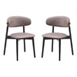 Pemberly Row Set of 2 Mid Century Dining Chairs with Turned Legs in Gray & Black
