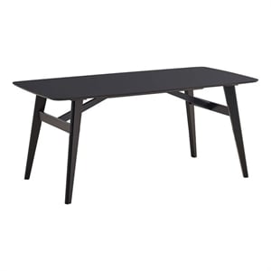 Pemberly Row 71&quot Dining Table with Rounded Corners & Tapered Legs in Black