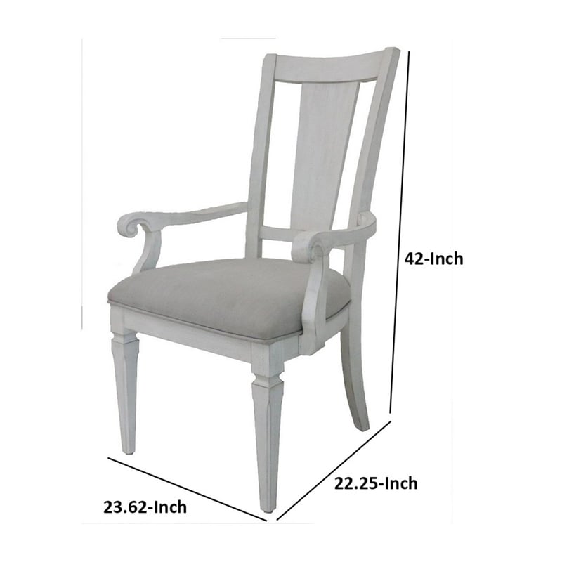 Pemberly Row 2Pc Linen Dining Armchairs with Turned Legs in Light Gray & White