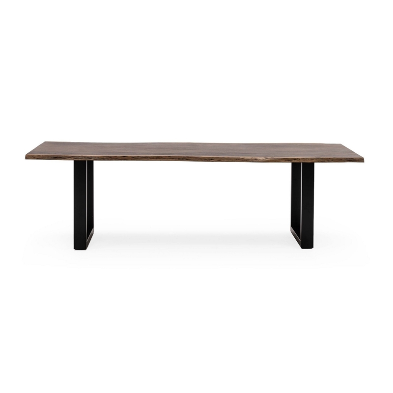Pemberly Row 102 Inch Live Edge Acacia Wood Dining Table with U Shape Steel Legs