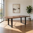 Pemberly Row 102 Inch Live Edge Acacia Wood Dining Table with U Shape Steel Legs