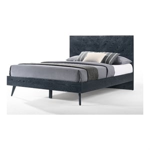 Pemberly Row King Platform Bed with Crown Cut Panel Headboard in Ash Gray