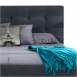 Pemberly Row King Platform Bed with Button Tufted Headboard in Gray Polyester