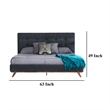 Pemberly Row King Platform Bed with Button Tufted Headboard in Gray Polyester