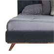 Pemberly Row King Platform Bed with Button Tufted Headboard in Gray Polyester