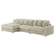 Pemberly Row 3 Pc Sectional Sofa with Reversible Chaise and 8 Pillows in Beige
