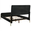 Pemberly Row King Bed with Natural Rattan Woven Panel Headboard in Black & Gold