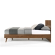 Pemberly Row Queen Platform Bed with Chevron Pattern Headboard in Walnut Brown