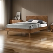 Pemberly Row Queen Platform Bed with Chevron Pattern Headboard in Walnut Brown