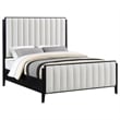 Pemberly Row California King Bed with Channel Tufted Ivory Headboard in Black