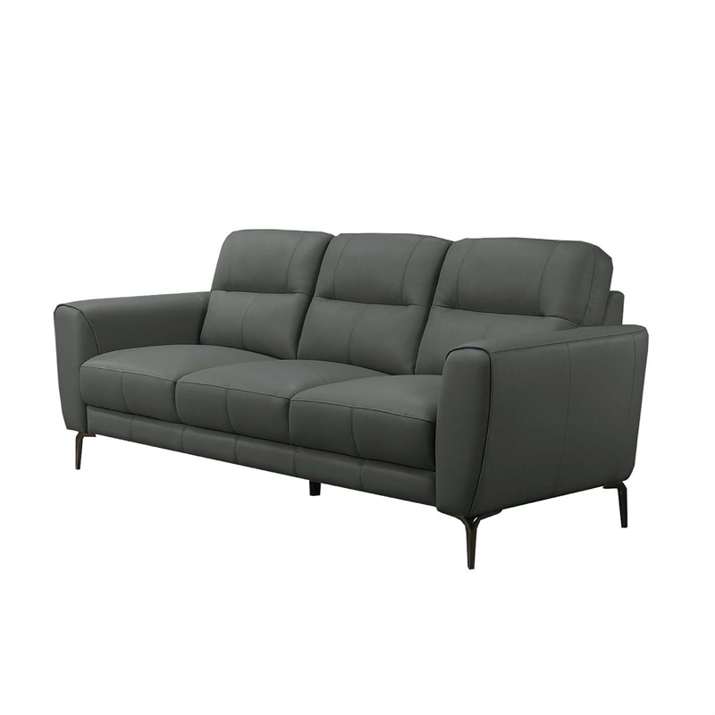 Pemberly Row 2 Pc Sofa and Loveseat Set with Tufted Cushions in Anthracite Gray