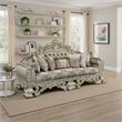 Pemberly Row 99 Inch Ornate Sofa with 7 Pillows and Tufted Back in Brown Velvet