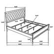 Pemberly Row California King Bed w/ Hexagonal Tufted Headboard in White Melamine