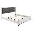 Pemberly Row California King Bed w/ Hexagonal Tufted Headboard in White Melamine