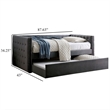 Pemberly Row Button Tufted Daybed w/ Trundle & Nailhead Trim in Gray Flannelette